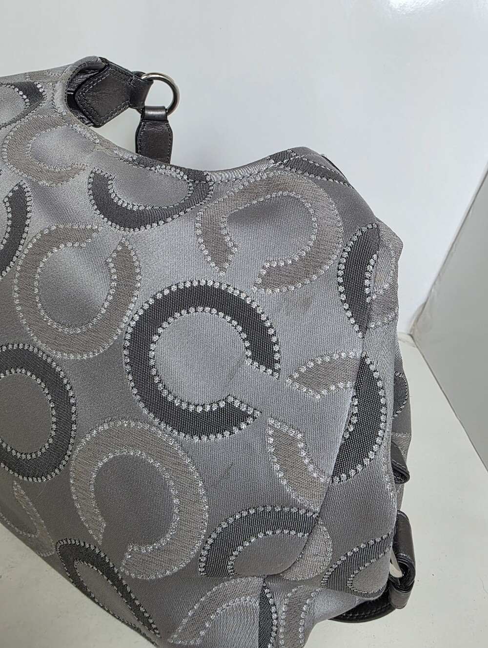Coach Madison Maggie Silver Gray Signature Hobo Shoulder Bag & Matching Wallet - Picture 5 of 16